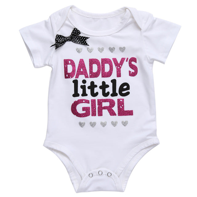 Girls Body Baby Clothes Baby Summer Cotton Short Sleeve White & Black Letter Print Cute Romper Children Clothes Tops