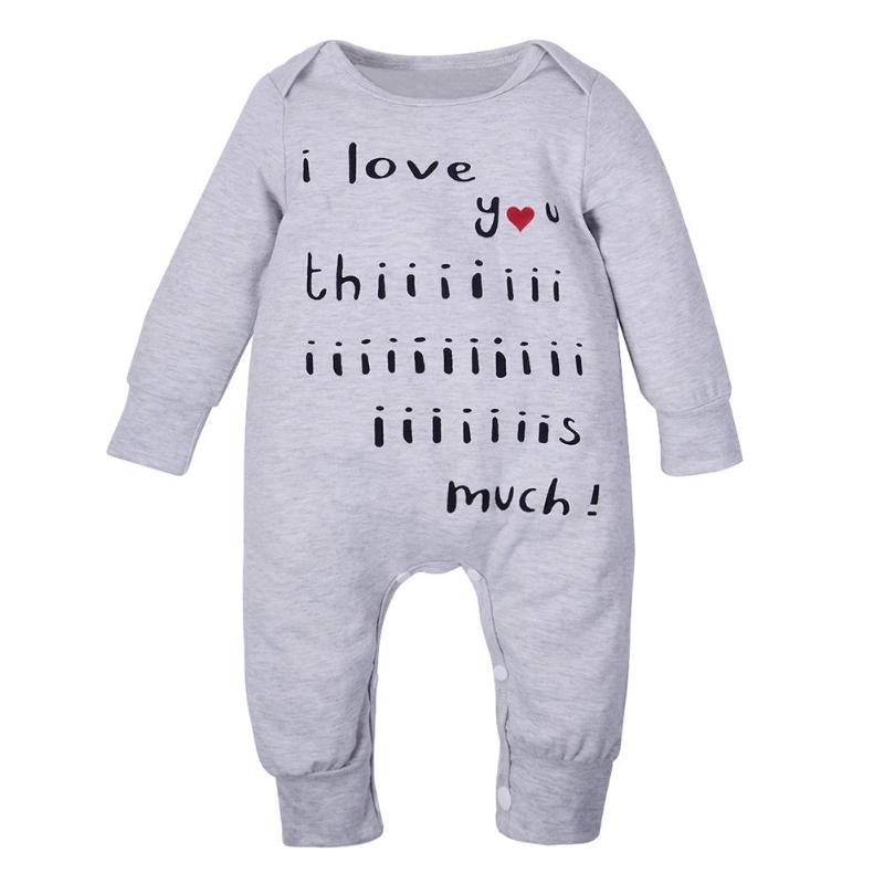 Baby Rompers Baby Clothes Set Newborn Cartoon Letters Print O-Neck Long Sleeve Soft Cotton Rompers Loose Jumpsuit Sleepwear