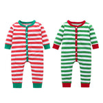 Christmas Newborn Baby Stripe Rompers Cotton Front Buttons Cute Jumpsuit