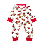 Christmas Baby Rompers Long Sleeve Infants Jumpsuit Winter Warm Front Buttons Cartoon Elk Print Kids Newborn Baby Clothes